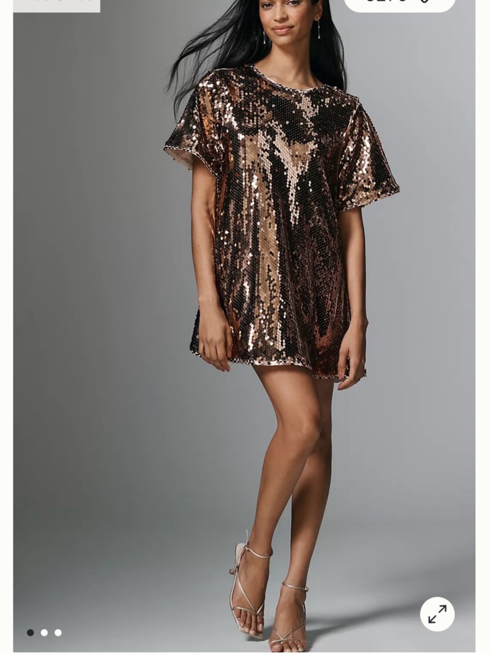 Anthropologie The Emmy Swing Mini Dress By Maeve in Sequin